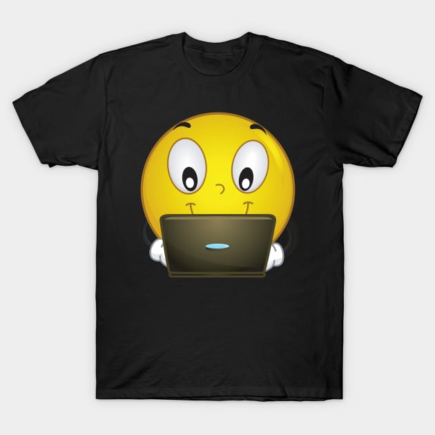 Laptop Smiley T-Shirt by Shadowbyte91